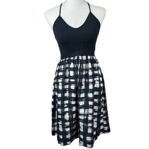 Theory Black Navy White Tank Dress OS One Size Checkered